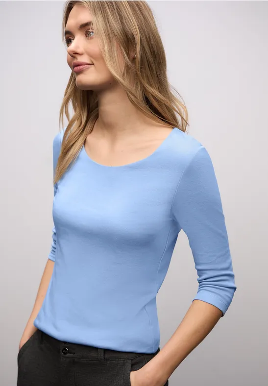 Basic Shirt met 3/4 mouwen frosted blue