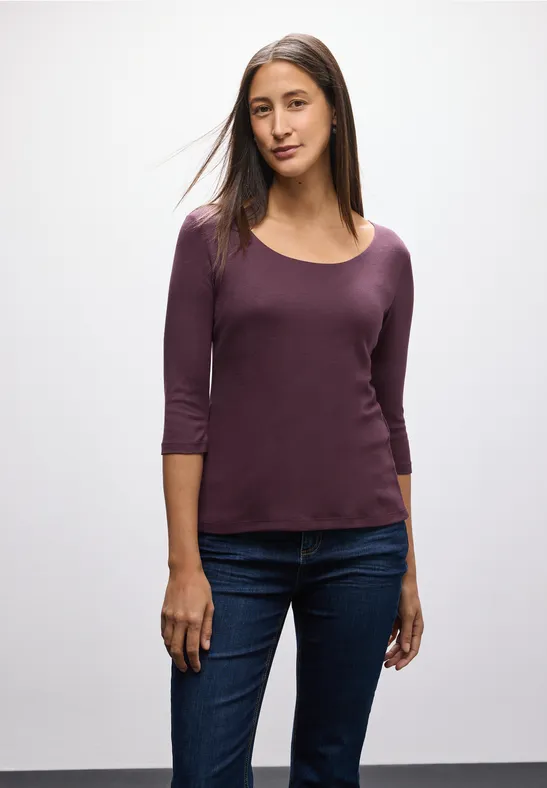 Basic T-Shirt mit 3/4 Arm jazz berry