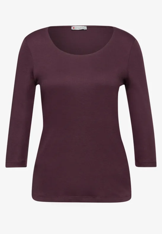 Basic T-Shirt mit 3/4 Arm jazz berry