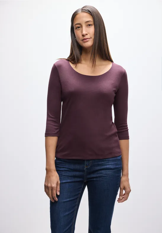 Basic T-Shirt mit 3/4 Arm jazz berry