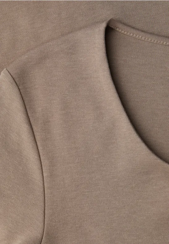 Basic T-Shirt mit 3/4 Arm light terra mocha