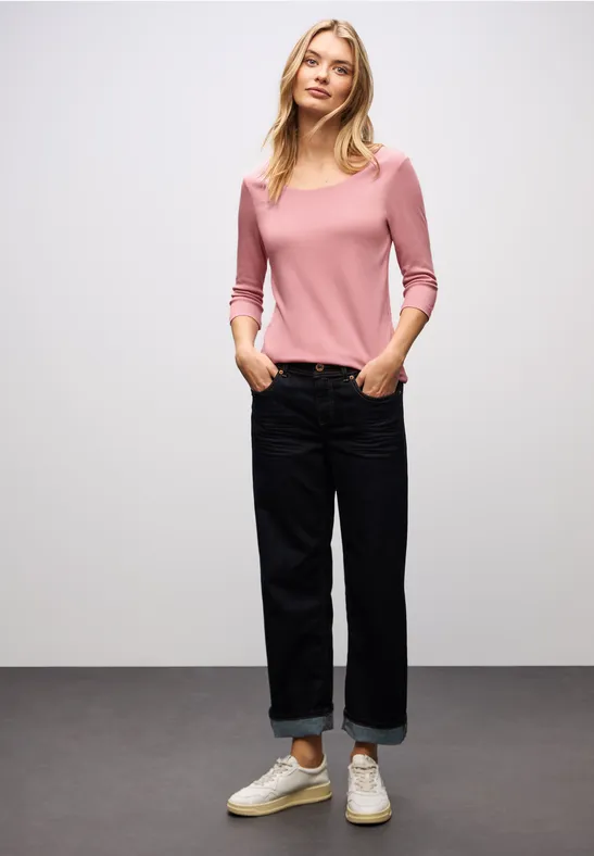 Basic Shirt met 3/4 mouwen powder pink