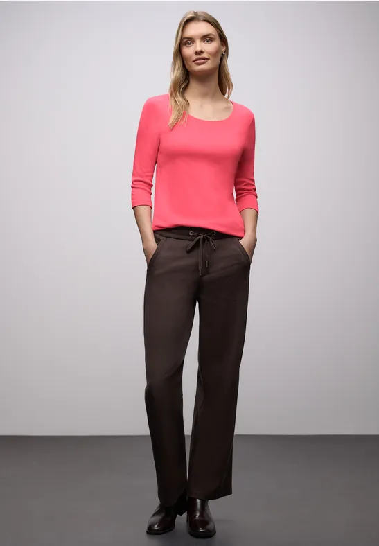 T-shirt basique à manches 3/4 striking coral