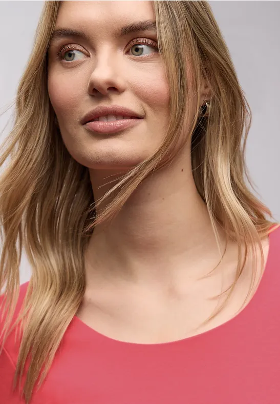 T-shirt basique à manches 3/4 striking coral