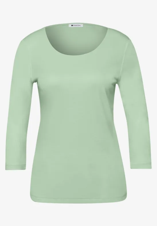 T-shirt basique à manches 3/4 pale mint green