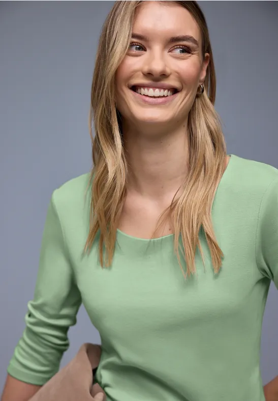 T-shirt basique à manches 3/4 pale mint green