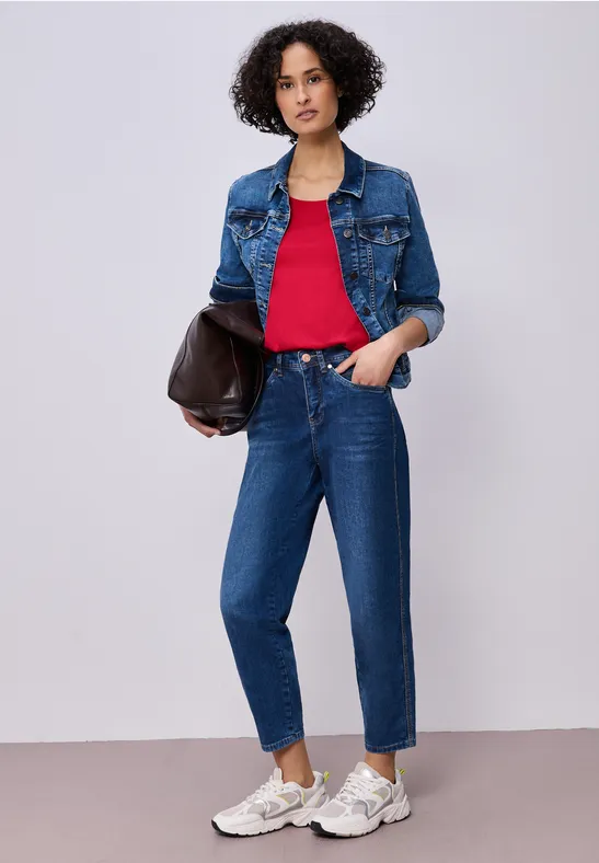 Basic Shirt mit blickdichter Front salsa red