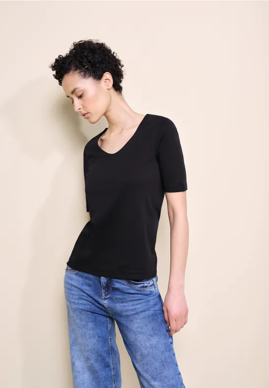 T-shirt met V-hals Black