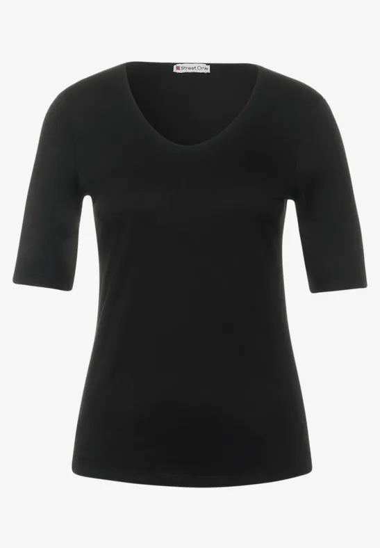 T-shirt met V-hals Black