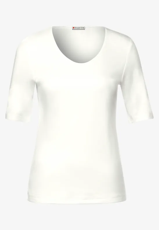 Basic Kurzarmshirt off white