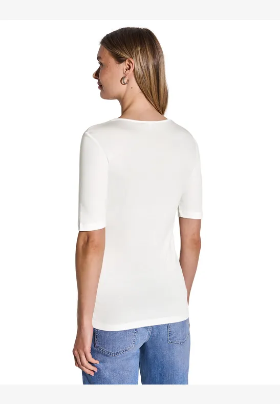 Basic Kurzarmshirt off white
