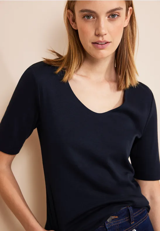 Basic Kurzarmshirt deep blue