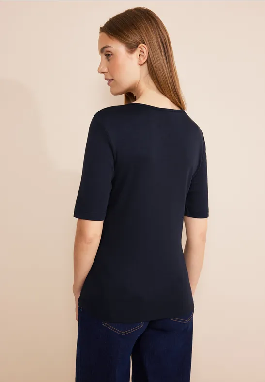 Basic Kurzarmshirt deep blue