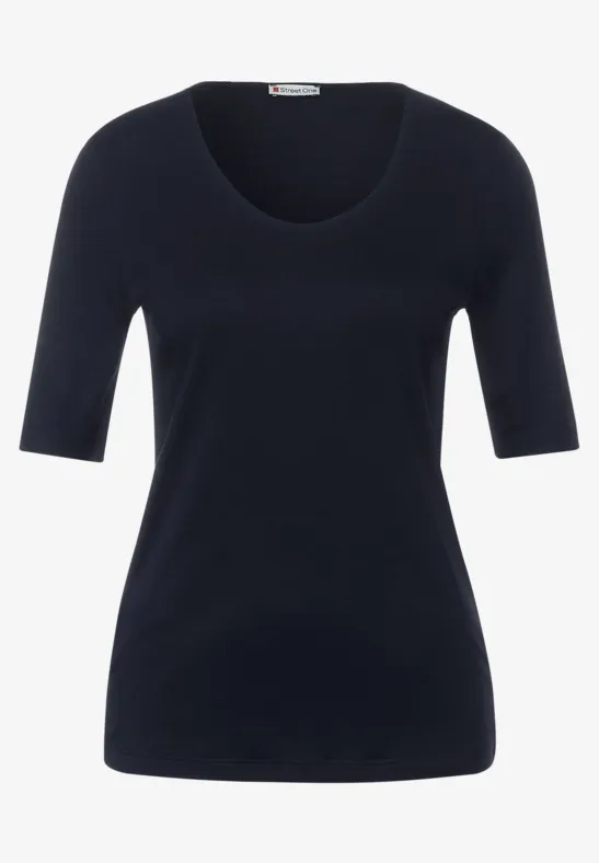 Basic Kurzarmshirt deep blue