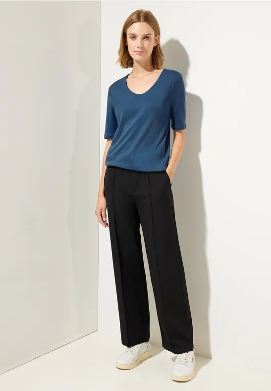 Basic Kurzarmshirt dahlia blue