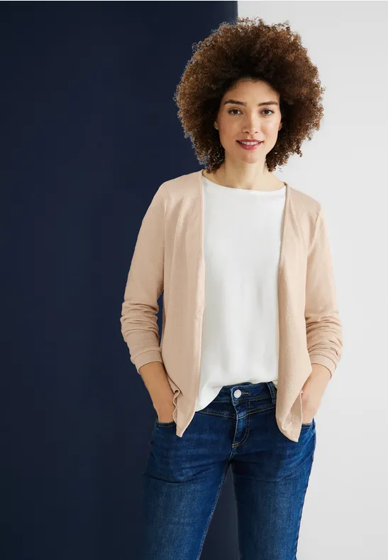 Offene Shirtjacke light smooth sand