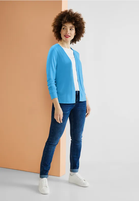 Shirtjacke in Unifarbe splash blue