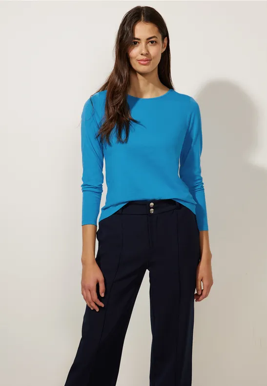 Basic Langarmshirt alaska blue