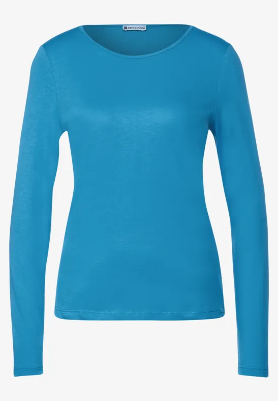 Basic Langarmshirt alaska blue
