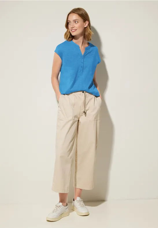 T-Shirt mit Knopfleiste blue bay