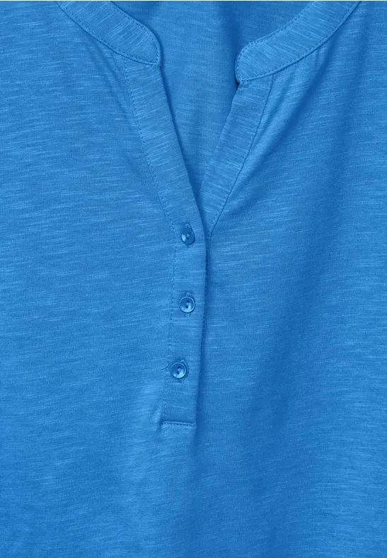 T-Shirt mit Knopfleiste blue bay