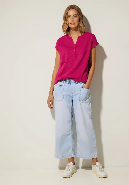 T-Shirt mit Knopfleiste carmine red