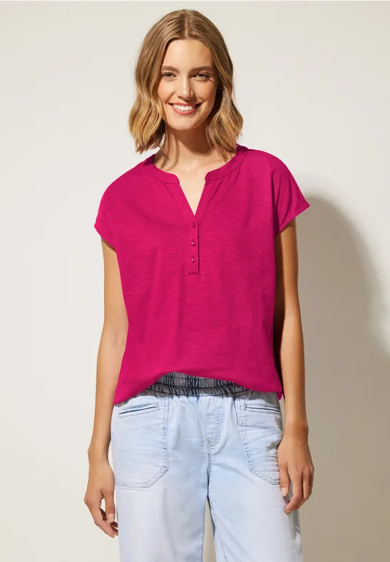 T-Shirt mit Knopfleiste carmine red