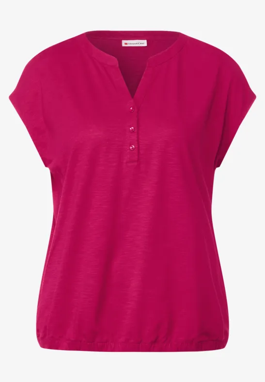 T-Shirt mit Knopfleiste carmine red