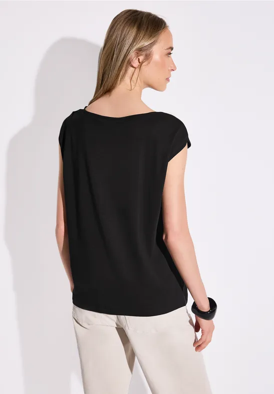 Shirt mit U-Boot-Ausschnitt Black
