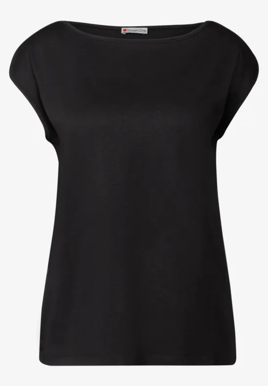 Shirt mit U-Boot-Ausschnitt Black