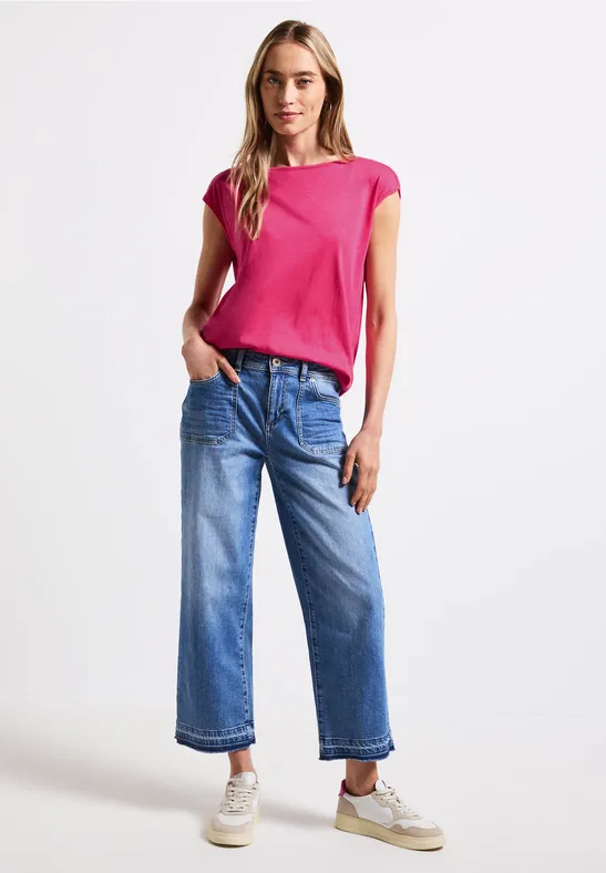 Shirt met boothals blazing pink