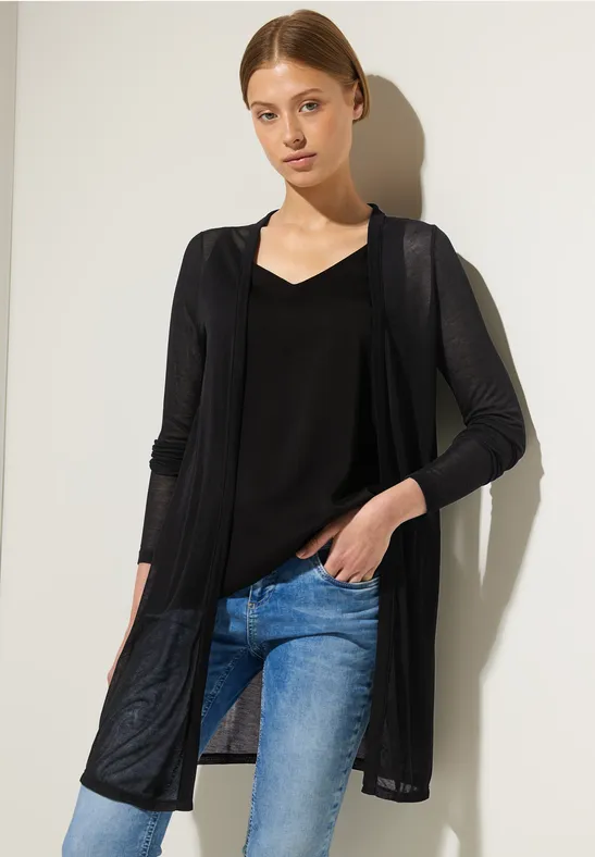 Feine Long Shirtjacke Black