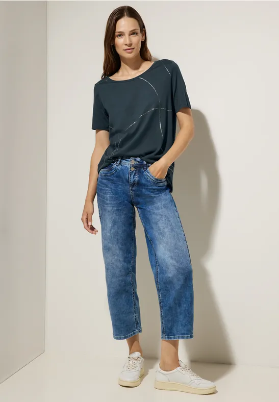 T-Shirt mit Folienprint cool vintage green