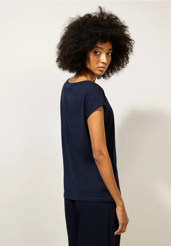 Basicshirt mit Wordingprint deep blue
