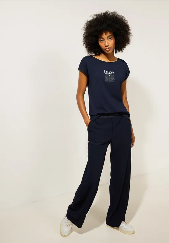 Basicshirt mit Wordingprint deep blue