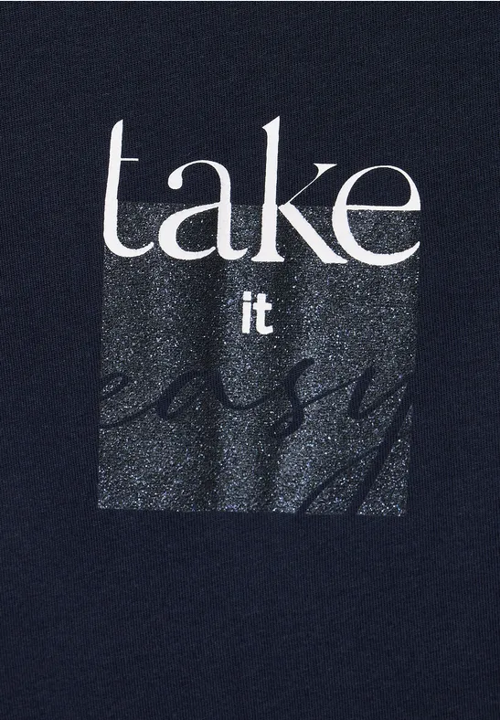 Basicshirt mit Wordingprint deep blue