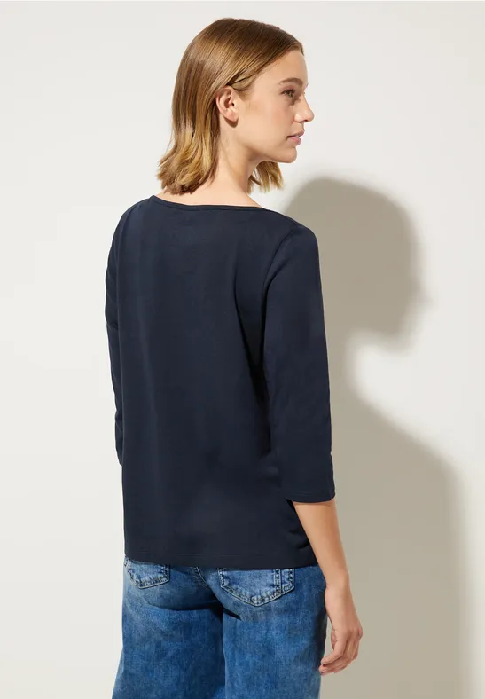 Softes Shirt in Unifarbe deep blue