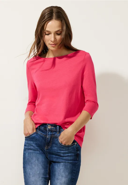 Softes Shirt in Unifarbe coral blossom