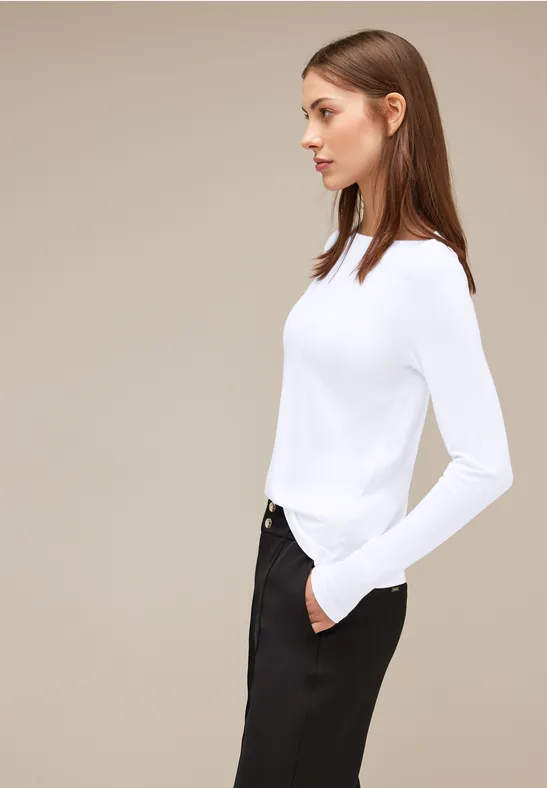 Shirt mit U-Boot-Ausschnitt White