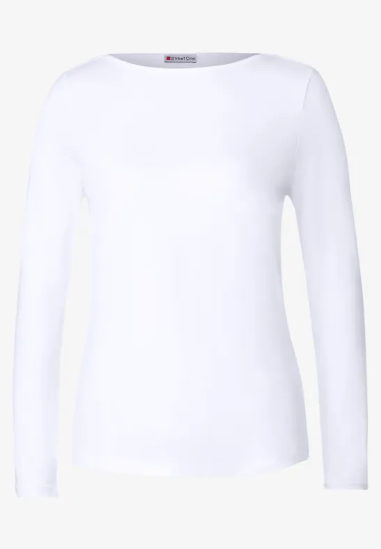 Shirt mit U-Boot-Ausschnitt White
