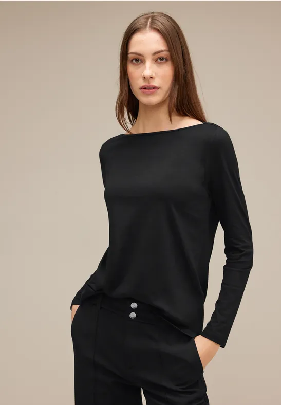 Shirt mit U-Boot-Ausschnitt Black