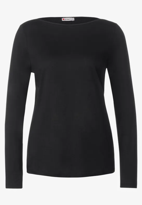 Shirt mit U-Boot-Ausschnitt Black
