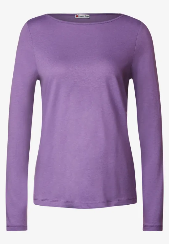 Shirt mit U-Boot-Ausschnitt lupine lilac