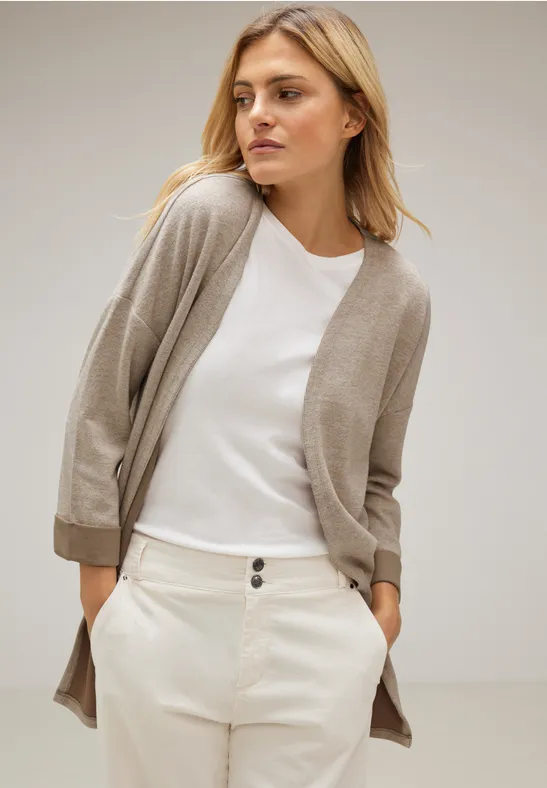 Doubleface Long Cardigan bleached sand melange