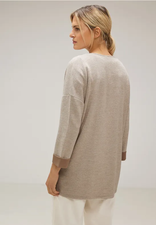 Doubleface Long Cardigan bleached sand melange