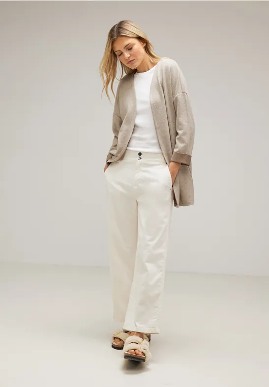 Doubleface Long Cardigan bleached sand melange