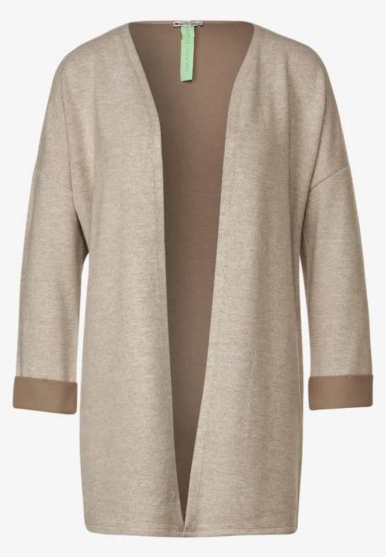 Doubleface Long Cardigan bleached sand melange