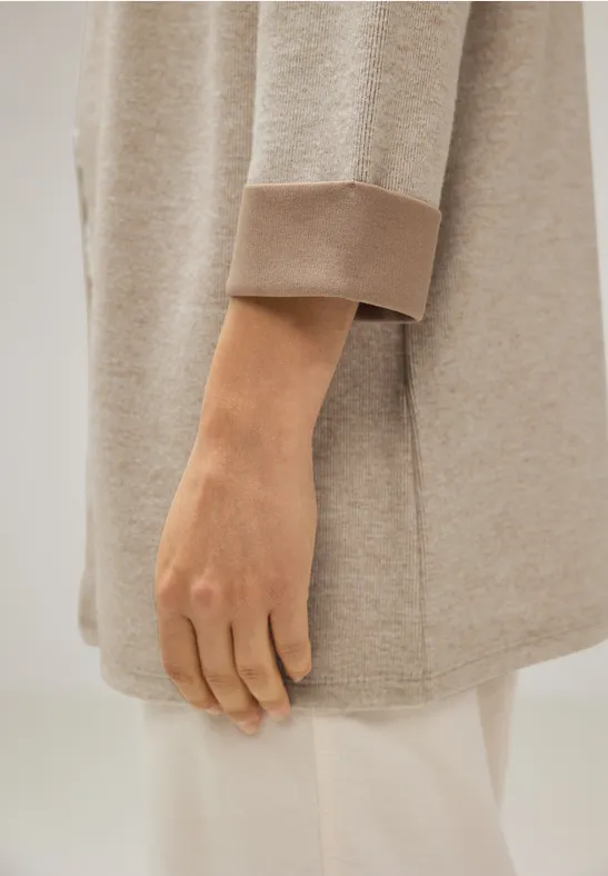 Doubleface Long Cardigan bleached sand melange