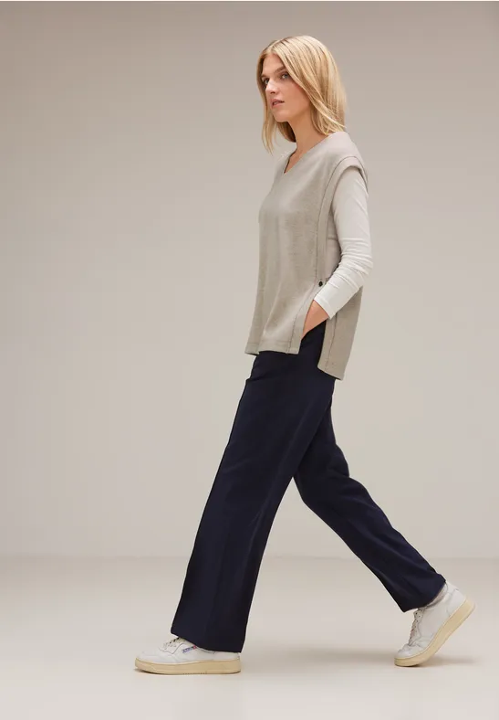 Weste mit V-Ausschnitt bleached sand melange