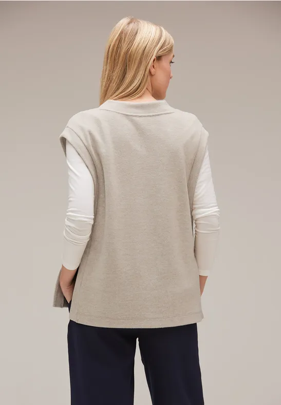 Weste mit V-Ausschnitt bleached sand melange